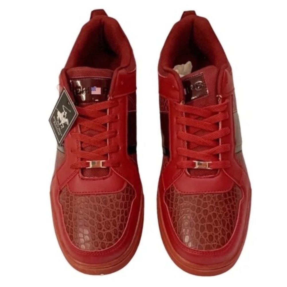 BHPC Red Faux Leather LowTop Reptile Embossed Men’s Fashion Sneakers Size 13 - Picture 2 of 7